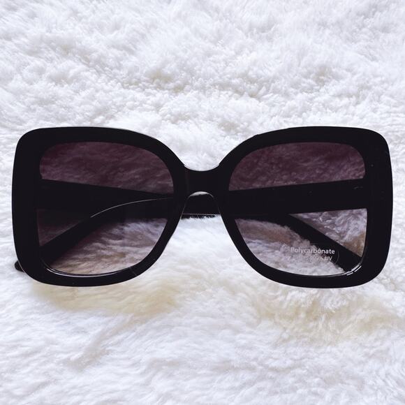 Eva Gloss Black Square-Framed Sunglasses - Picture 1 of 13